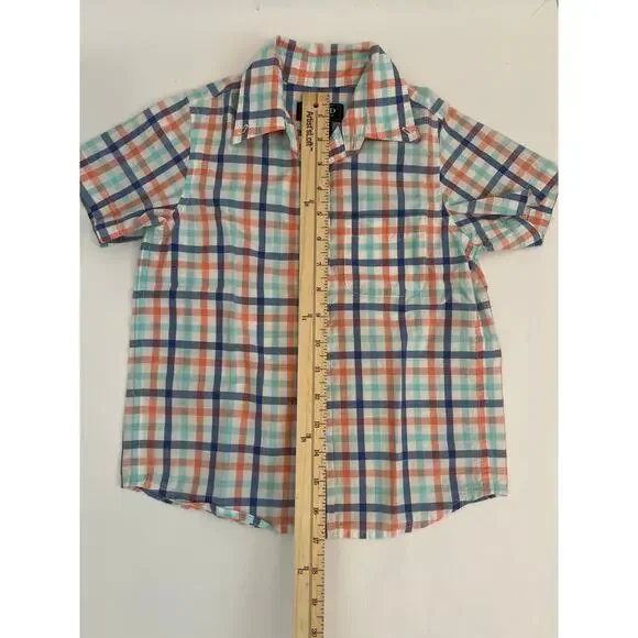 E-LAND AMERICAN CLASSIC BOYS SHORT SLEEVE COLLARED BUTTON DOWN PLAID SHIRT SZ 4 - Picture 7 of 7